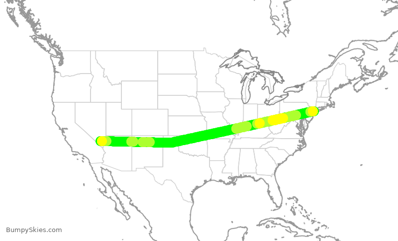 Turbulence forecast map for JBU348, LAS to JFK