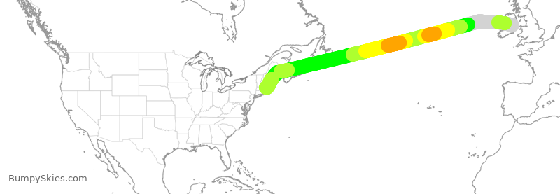 Turbulence forecast map for JBU354, IDW to BOS