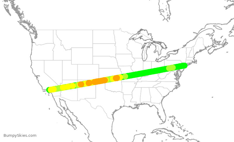 Turbulence forecast map for JBU359, BUR to JFK