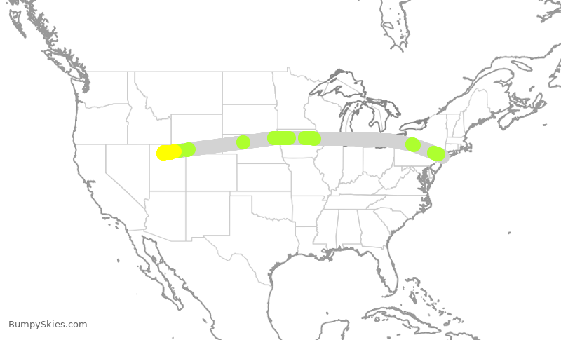 Turbulence forecast map for JBU372, SLC to JFK