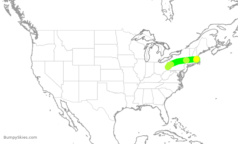 Turbulence forecast map for JBU385, BOS to PIT