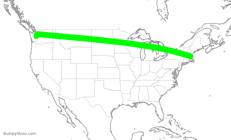 Turbulence forecast map for JBU397, BOS to SEA