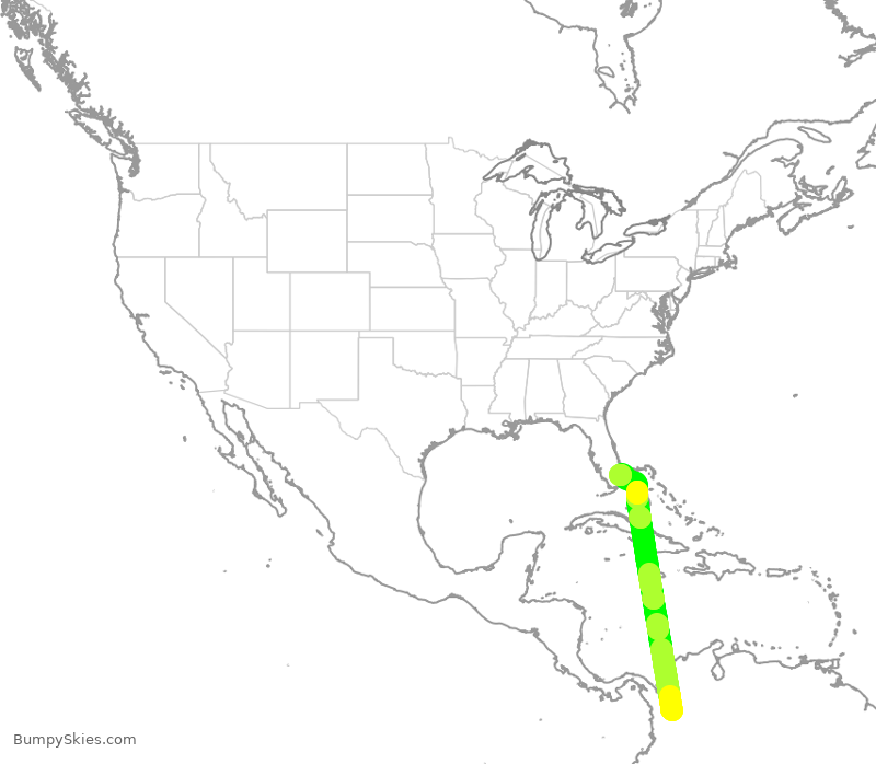 Turbulence forecast map for JBU40, MDE to FLL