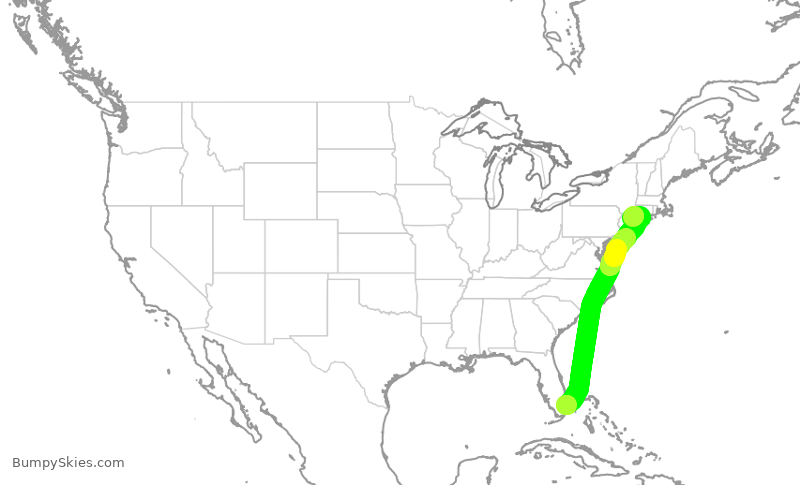 Turbulence forecast map for JBU414, FLL to HPN