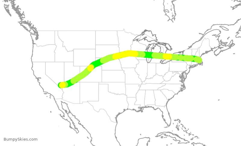 Turbulence forecast map for JBU478, LAS to BOS