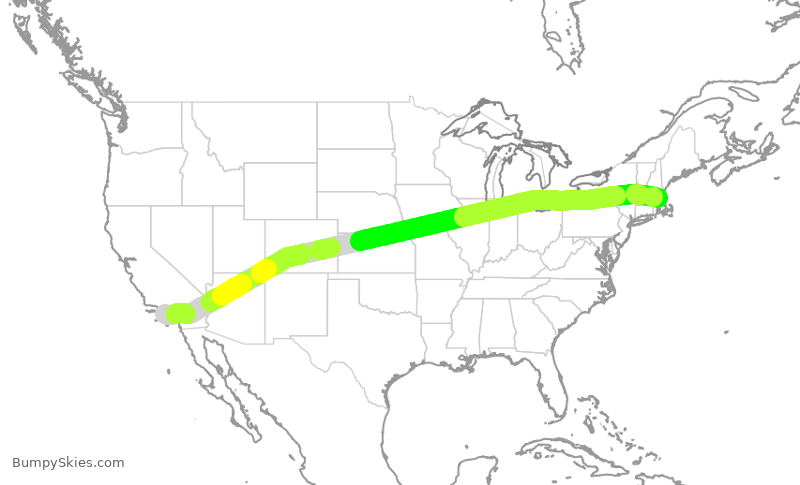 Turbulence forecast map for JBU488, LAX to BOS