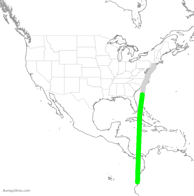 Turbulence forecast map for JBU505, JFK to EGU