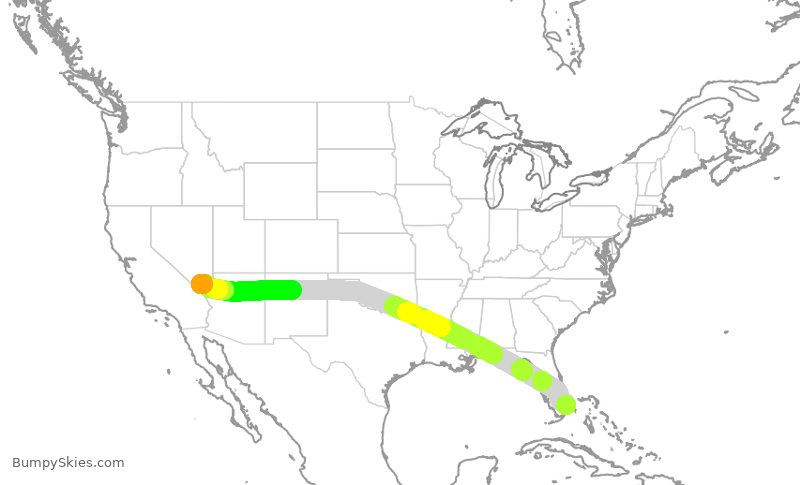 Turbulence forecast map for JBU507, FLL to LAS