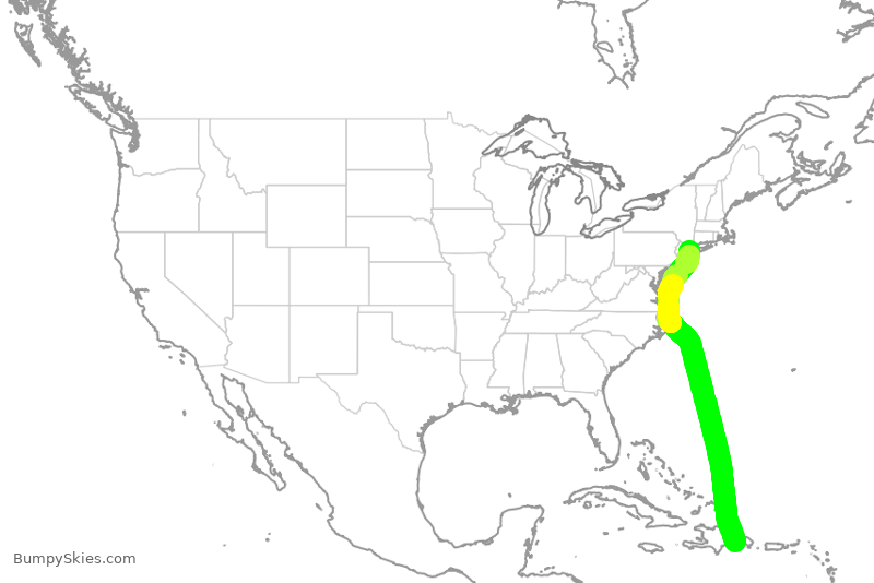 Turbulence forecast map for JBU510, SDQ to JFK
