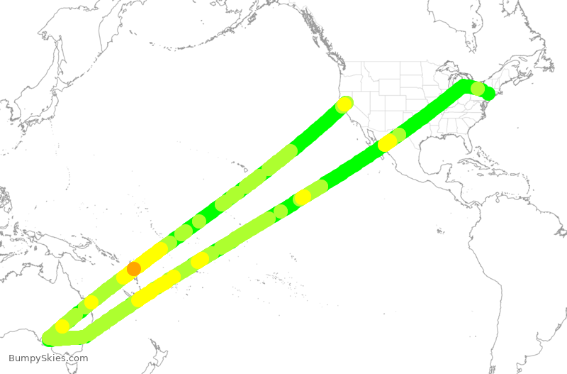 Turbulence forecast map for JBU515, JFK to SFO