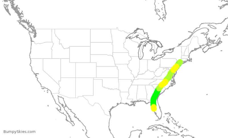 Turbulence forecast map for JBU548, TPA to HPN