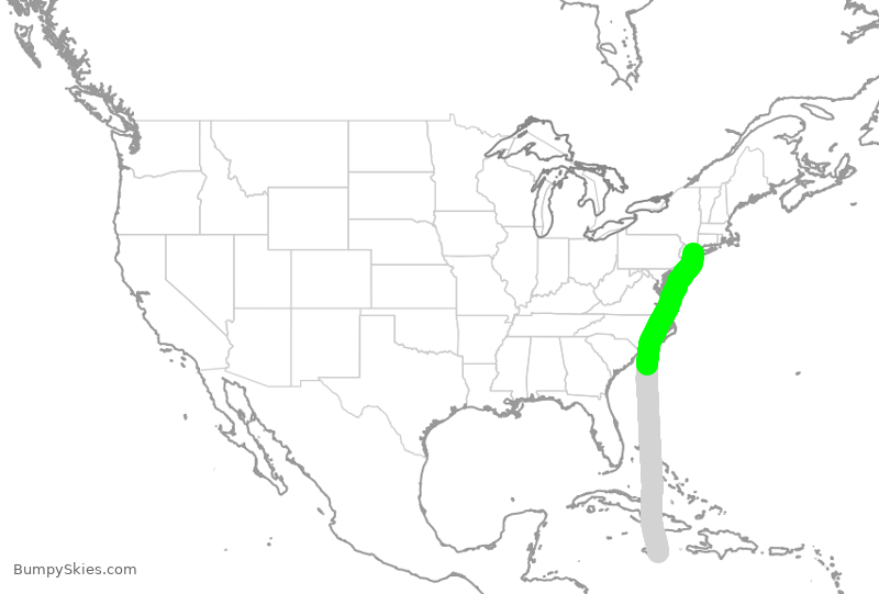 Turbulence forecast map for JBU560, KJP to JFK
