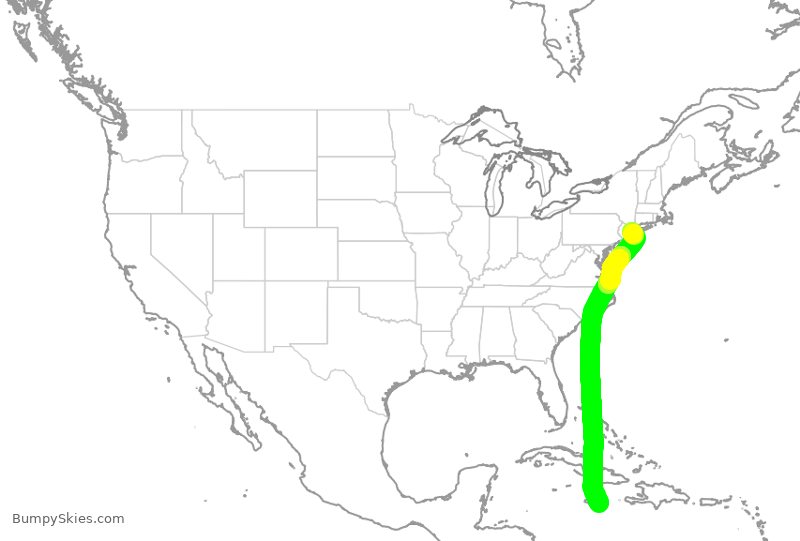 Turbulence forecast map for JBU59, JFK to KIN
