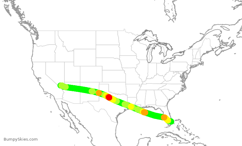 Turbulence forecast map for JBU607, FLL to LAS