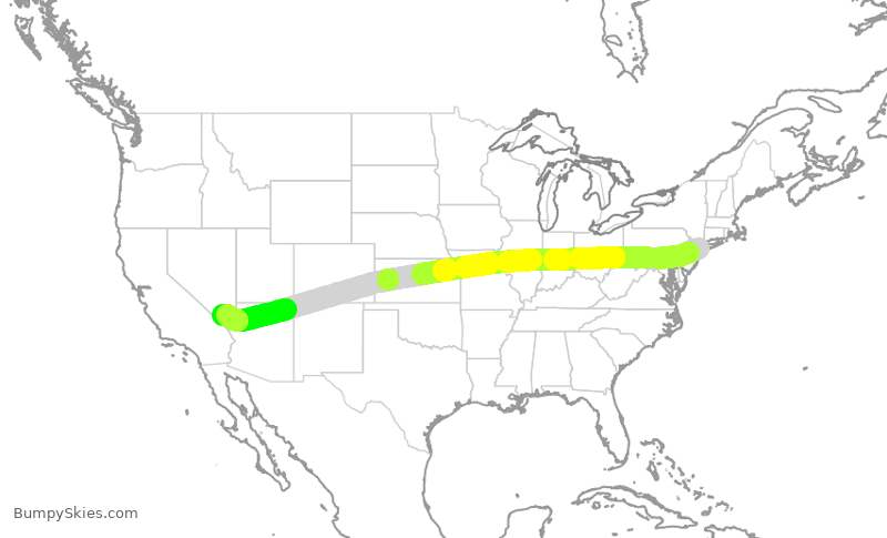 Turbulence forecast map for JBU611, JFK to LAS