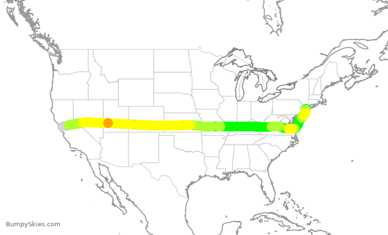 Turbulence forecast map for JBU616, SFO to JFK