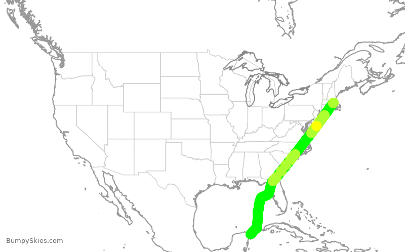 Turbulence forecast map for JBU671, BOS to MUN