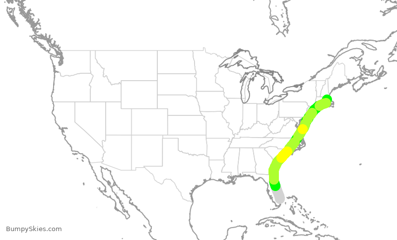 Turbulence forecast map for JBU690, FLL to BOS