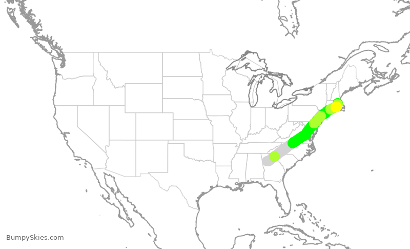 Turbulence forecast map for JBU696, ATL to BOS
