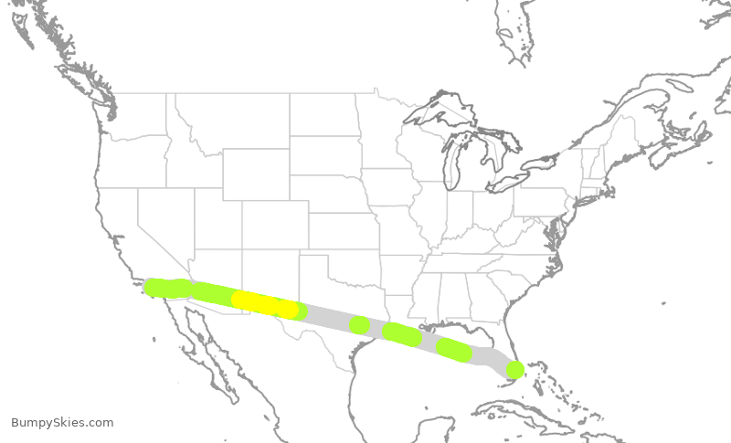 Turbulence forecast map for JBU700, LAX to FLL