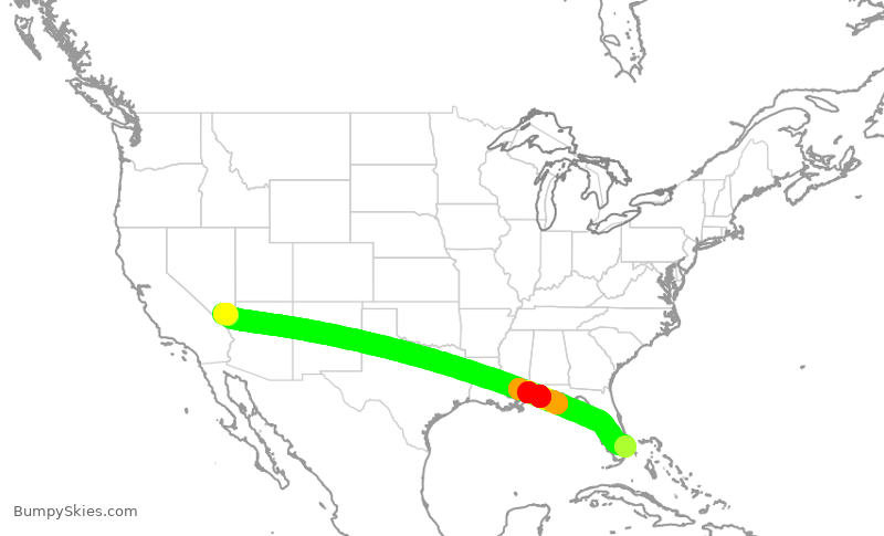 Turbulence forecast map for JBU707, FLL to LAS