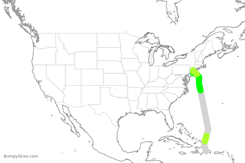 Turbulence forecast map for JBU710, SDQ to JFK