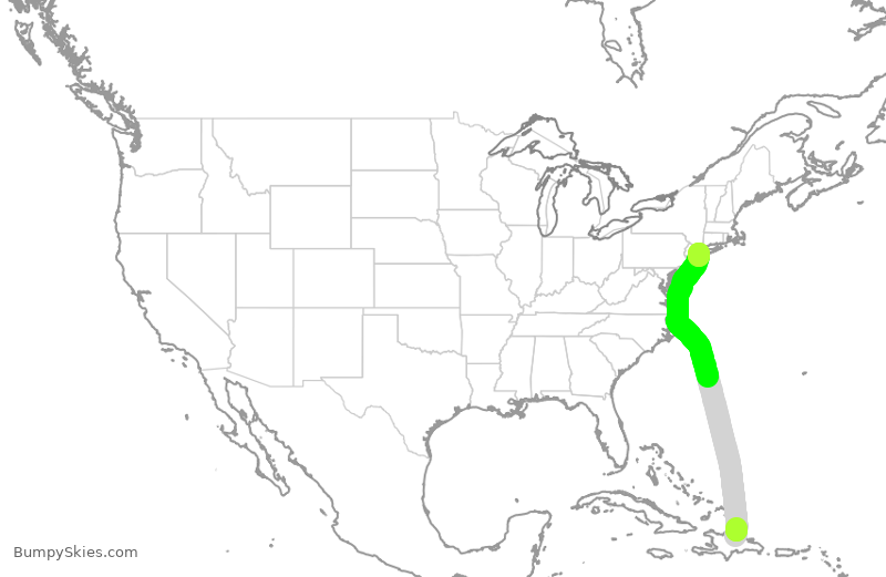 Turbulence forecast map for JBU736, STI to JFK