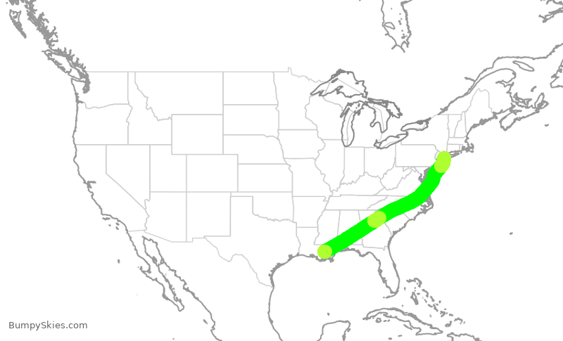Turbulence forecast map for JBU776, MSY to JFK