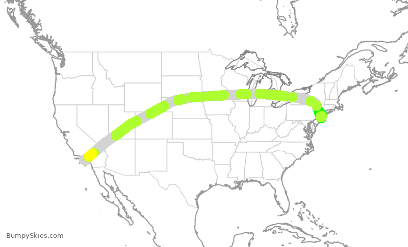 Turbulence forecast map for JBU8004, LAX to JFK