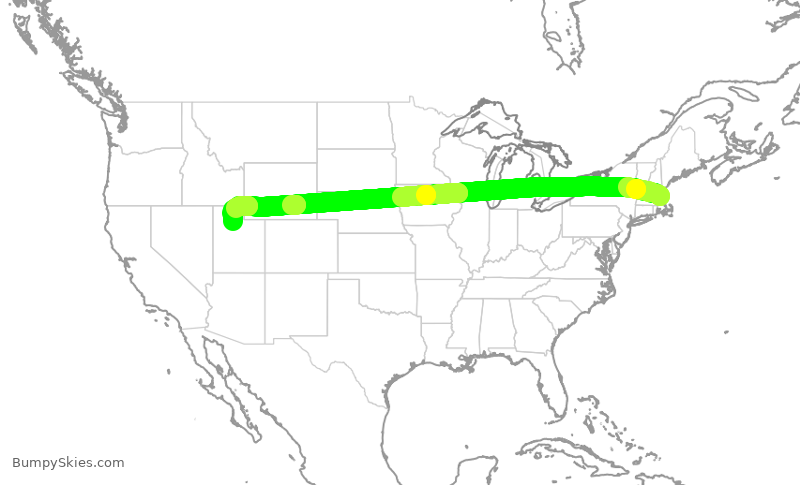Turbulence forecast map for JBU8047, BOS to SLC