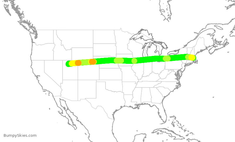 Turbulence forecast map for JBU8048, SLC to BOS