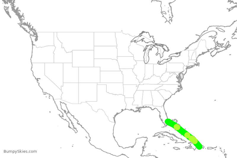Turbulence forecast map for JBU8048, SDQ to FLL