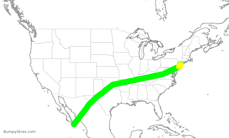 Turbulence forecast map for JBU8138, MSD to JFK