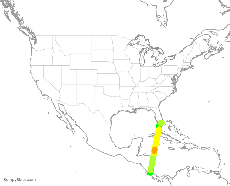 Turbulence forecast map for JBU8138, SJO to FLL