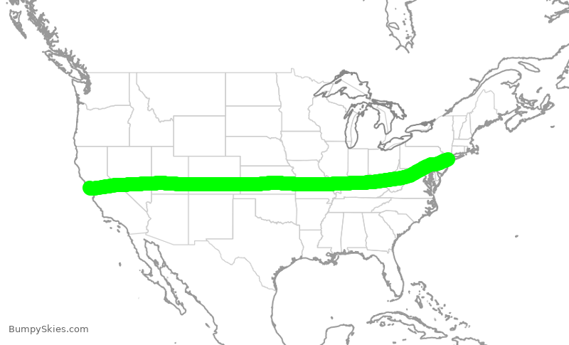 Turbulence forecast map for JBU815, JFK to SFO