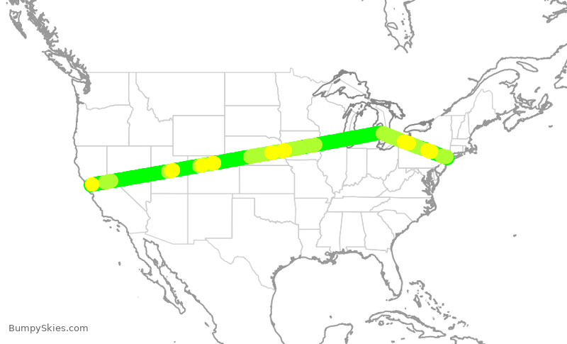 Turbulence forecast map for JBU816, SFO to JFK