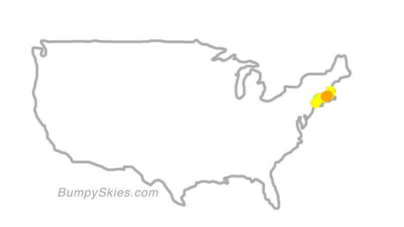 Map of continental US with illustrated flight path and turbulence forecast (described in text below)