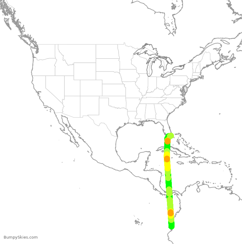 Turbulence forecast map for JBU8226, GYE to FLL