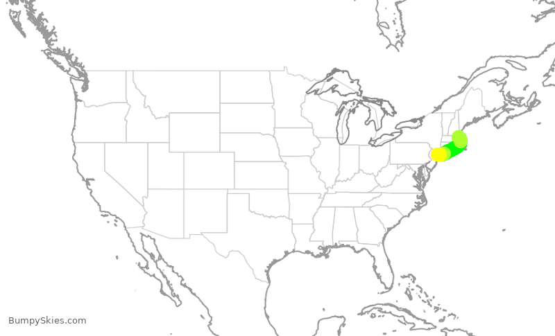Turbulence forecast map for JBU8309, BOS to JFK