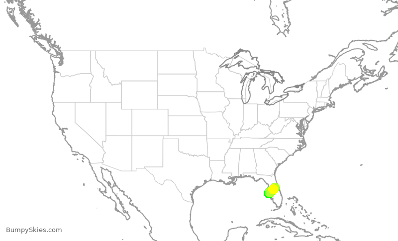 Turbulence forecast map for JBU8350, SRQ to MCO