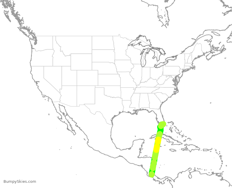 Turbulence forecast map for JBU8362, SJO to FLL