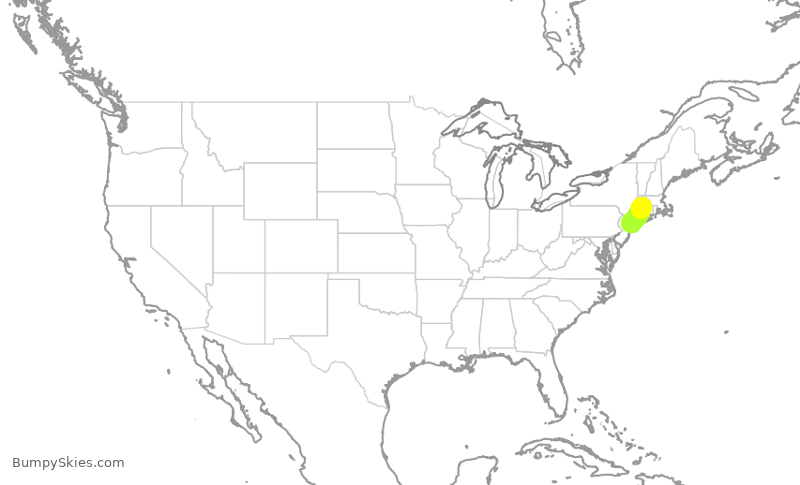 Turbulence forecast map for JBU8375, JFK to BDL