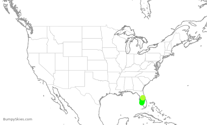 Turbulence forecast map for JBU8378, RSW to MCO