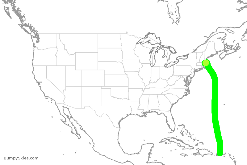 Turbulence forecast map for JBU8410, SJU to BOS