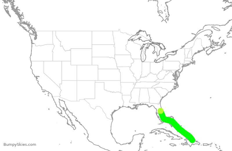 Turbulence forecast map for JBU8428, STI to MCO