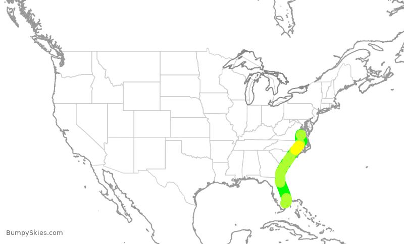 Turbulence forecast map for JBU8437, RIC to FLL