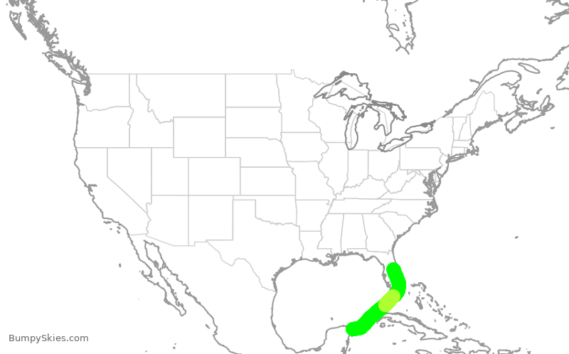 Turbulence forecast map for JBU8440, CUN to MCO