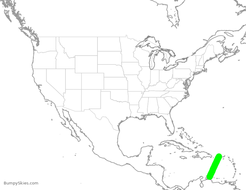 Turbulence forecast map for JBU8444, NCC to JSJ