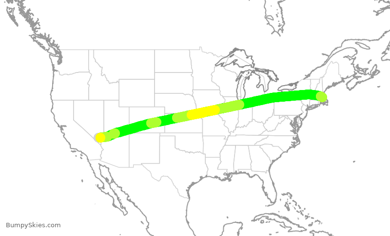 Turbulence forecast map for JBU8449, LAS to BOS