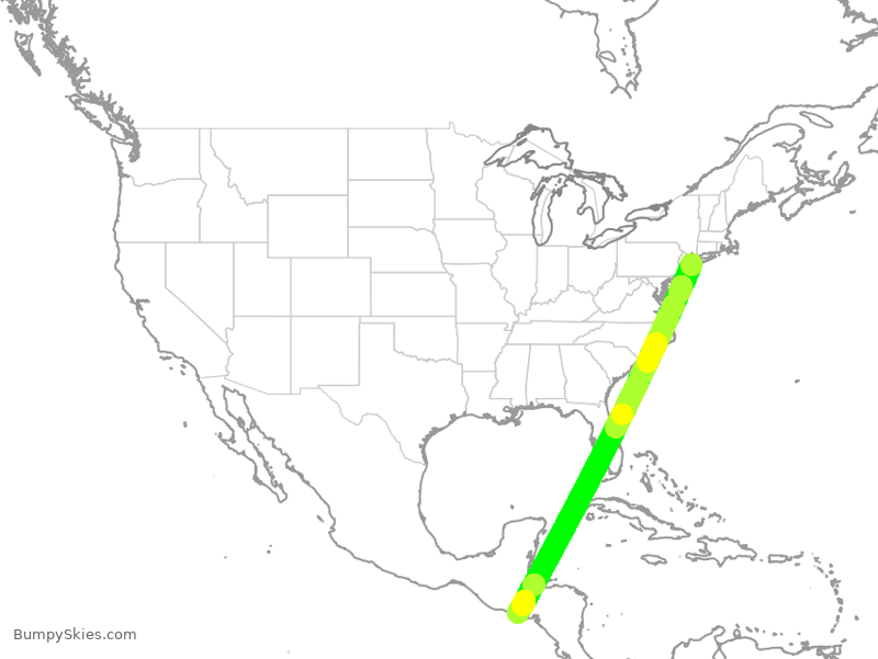 Turbulence forecast map for JBU8451, JFK to SAL